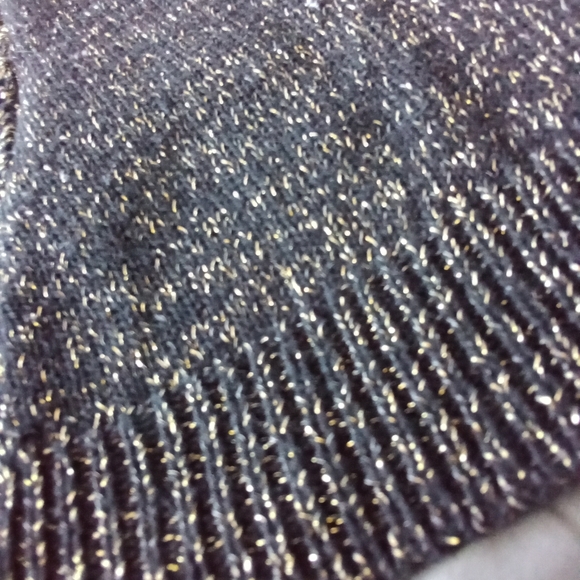 Women's Relativity Metallic Gold & Black Knit Sweater Raglan Sleeve Crew Neck - Picture 13 of 13